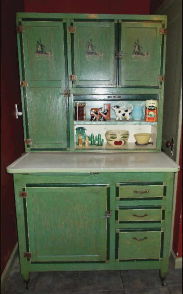 Hoosier Cabinet Makeover With Lucketts Green Milk Paint Lost Found