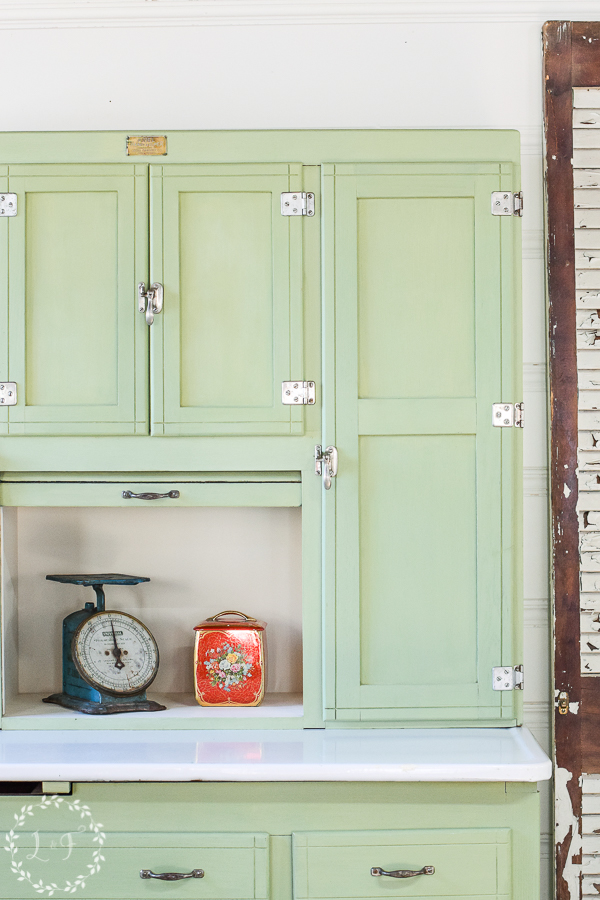 Hoosier Cabinet Makeover With Lucketts Green Milk Paint Lost Found