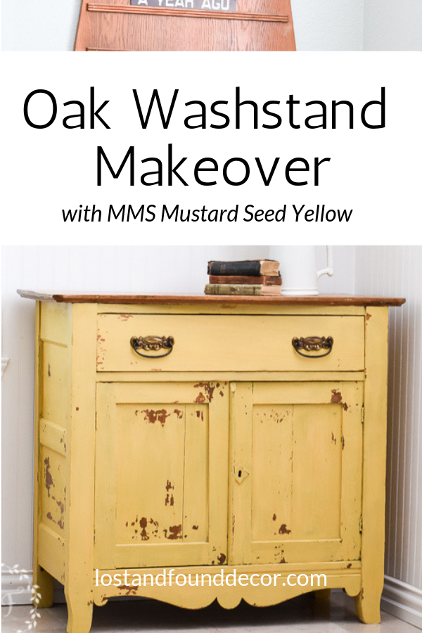 Oak Washstand Makeover With Milk Paint Mustard Seed Yellow Lost