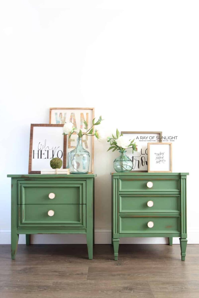 Is Painted Furniture Going Out Of Style In 2024 Lost Found Decor   Green Mismatched Nightstands 2 800x1200 